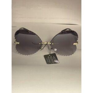 Womens Sunglasses Large Round Butterfly Double Metal Frame BlackMirror Retro 90s
